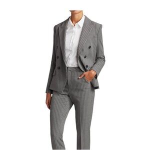 L'Agence Kenzie Double Breasted Gray Pinstripe Blazer Size 14